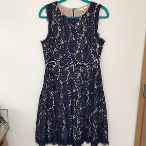 Blue and tan lace dress
